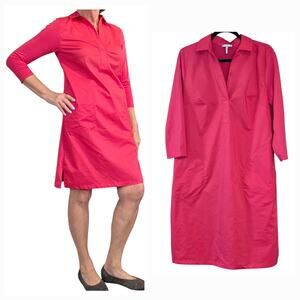 Hinson Wu Ivy 3/4 Sleeve Dress, Bright Coral, Knee Length, Generous sz small